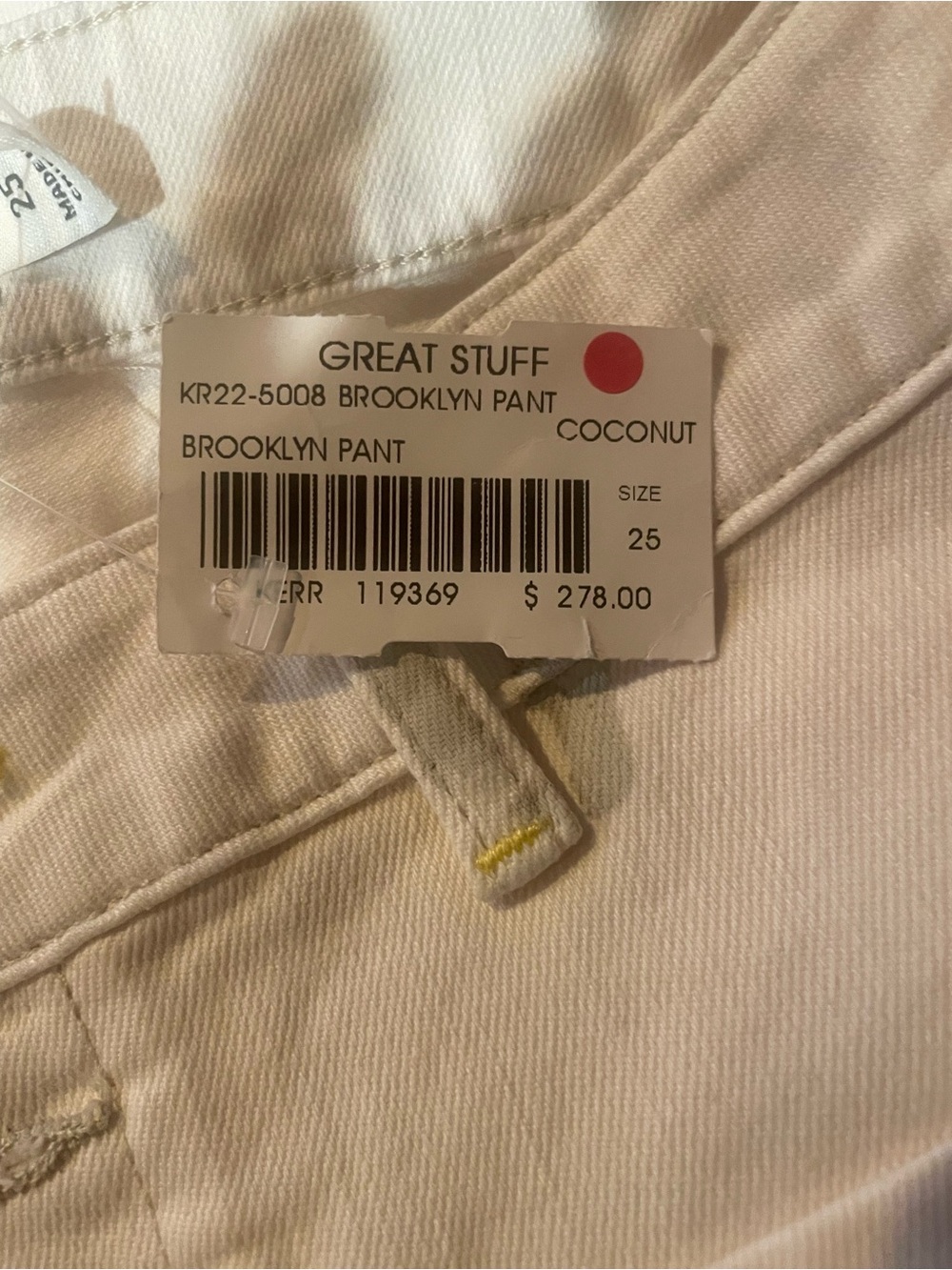 Kerri Rosenthal Brooklyn Cream Wide Leg Jeans Patch Pocket Coconut 🍦Size 25 NWT - Picture 9 of 9
